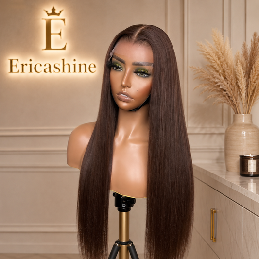 Chocolate Brown Body Wave Lace Front Wig Human Hair 220 Density Frontal Lace Wigs 30 Inch 13x6 HD Transparent Lace Human Wigs