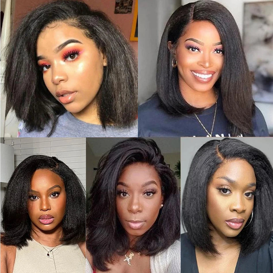 EricaShine Zara™ Kinky Straight Bob HD Lace Glueless Human Hair Wig | Wear & Go Remy Hair