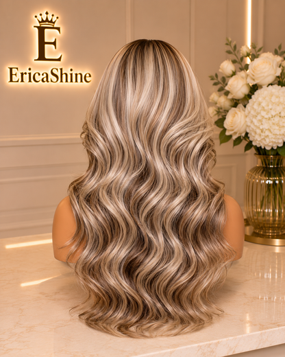 EricaShine Monroe Blonde™ Ash Blonde Balayage Body Wave HD Lace Human Hair Wig