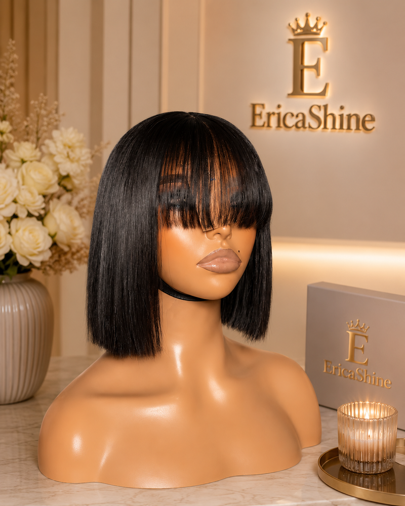 EricaShine Zuri™ Luxe Straight Bob Human Hair Wig | HD Lace | Glueless
