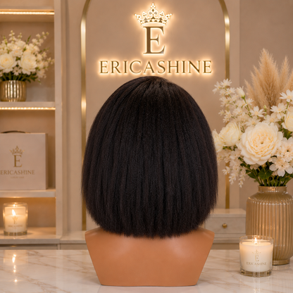 EricaShine Zara™ Kinky Straight Bob HD Lace Glueless Human Hair Wig | Wear & Go Remy Hair