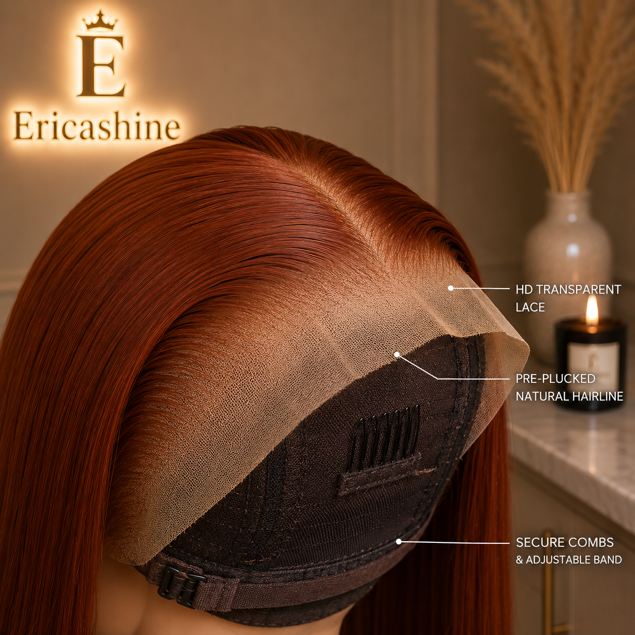 EricaShine Ruby Noir™ Straight HD Glueless Human Hair Wig