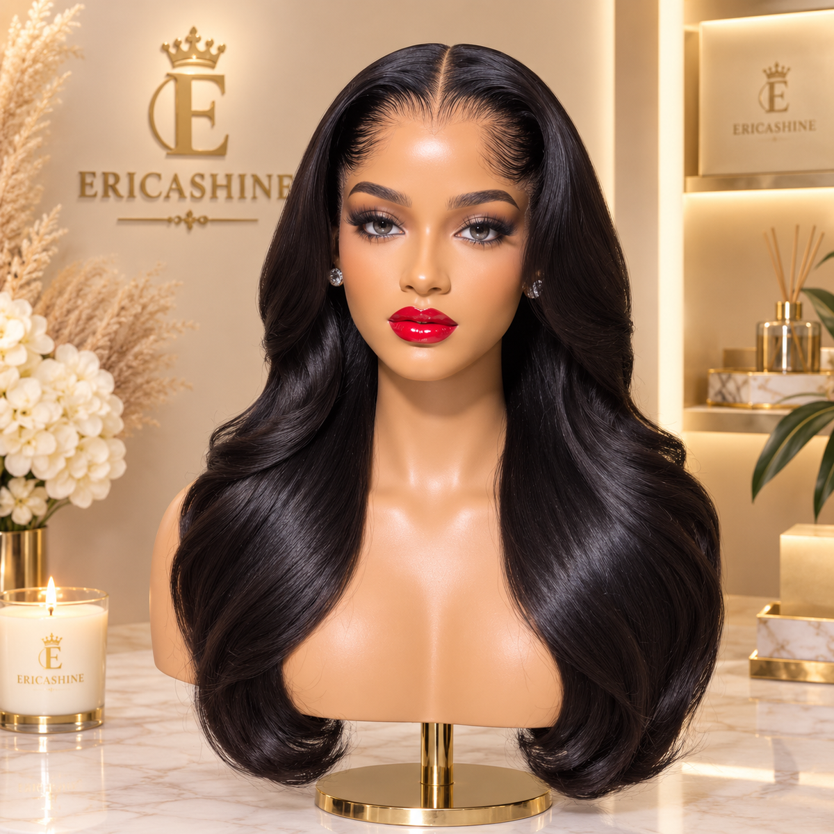 Vivienne Luxe Glueless Loose Deep Wave Human Hair Wig – 13x4 HD Lace Frontal, 250 Density, Preplucked
