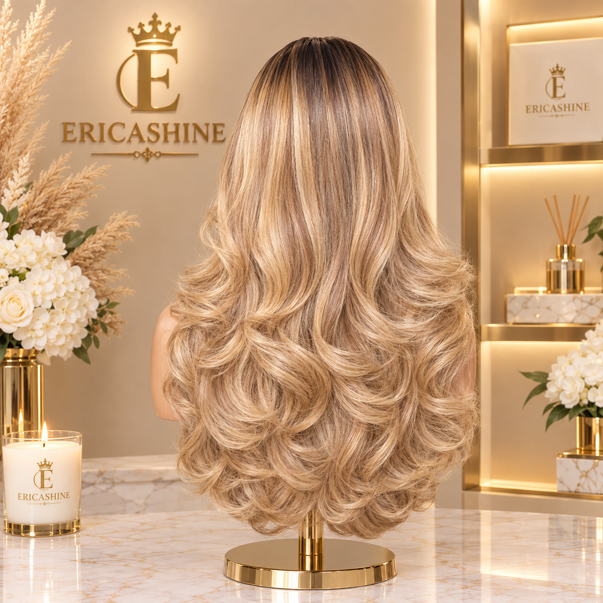 Lumière Luxe Ombre Blonde Body Wave Lace Frontal Wig – 13x6 HD Lace, Dark Roots to #27/#613 Blonde, Pre-Plucked Human Hair