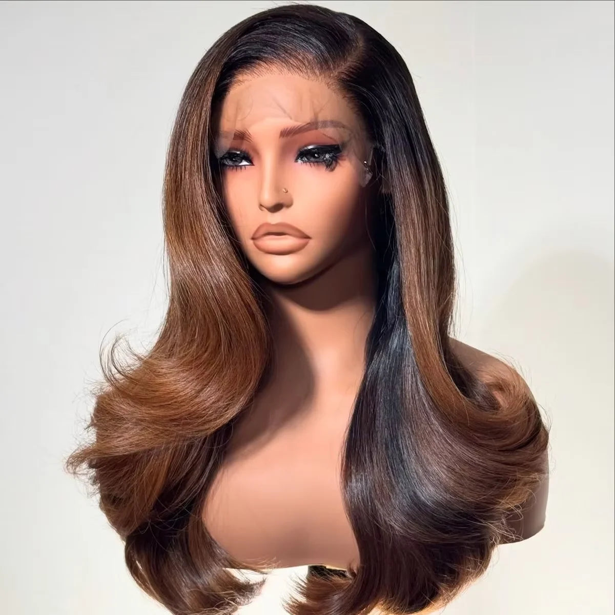 Lola Waves – 26" Ombre Black Brown Body Wave Synthetic Lace Front Wig