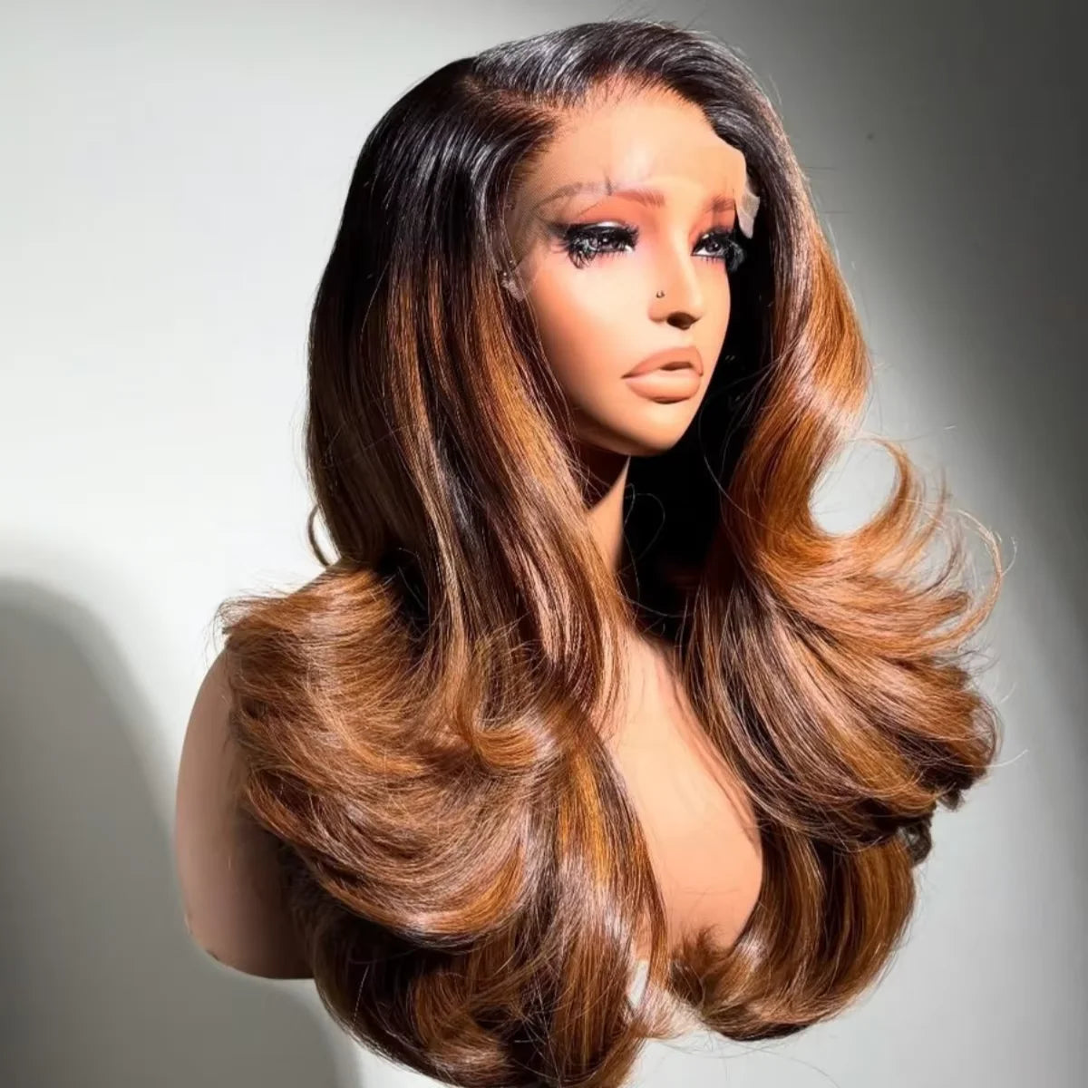 Lola Waves – 26" Ombre Black Brown Body Wave Synthetic Lace Front Wig