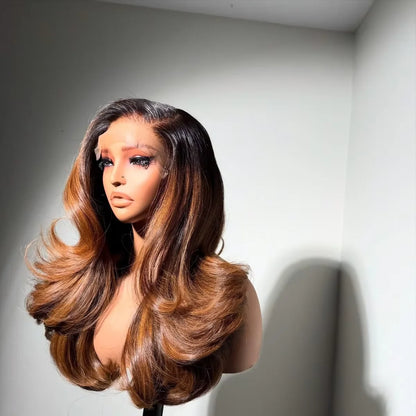 Lola Waves – 26" Ombre Black Brown Body Wave Synthetic Lace Front Wig