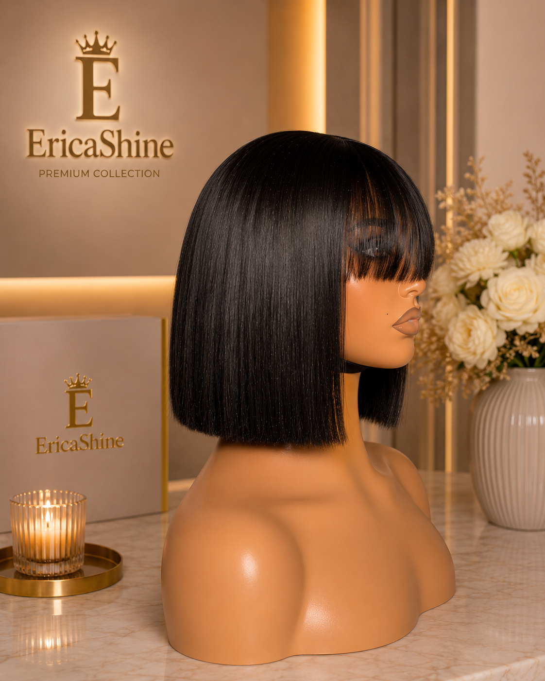EricaShine Zuri™ Luxe Straight Bob Human Hair Wig | HD Lace | Glueless